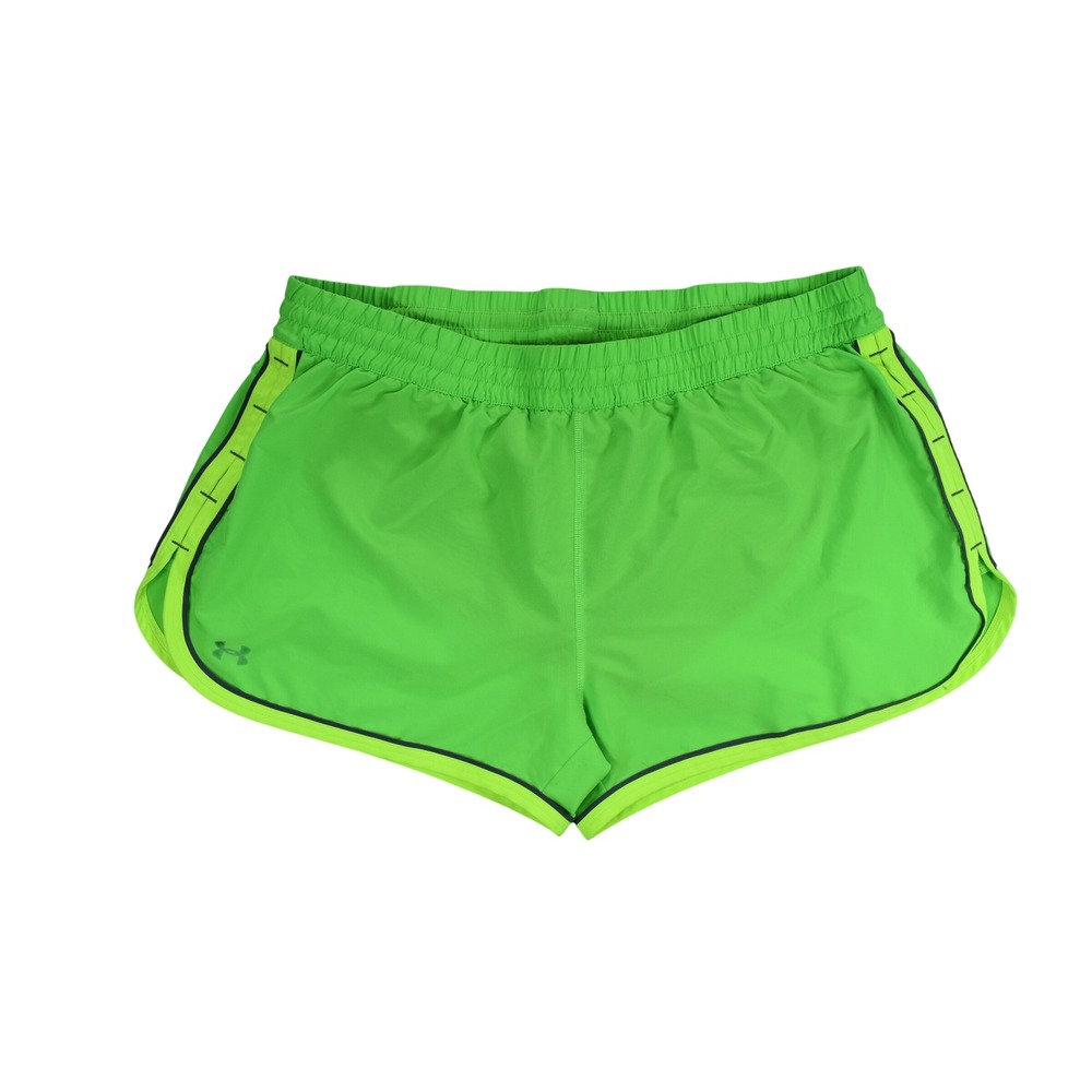 Under Armour Womens Neon Lime Green HeatGear Running Shorts Semi-Fitted Large